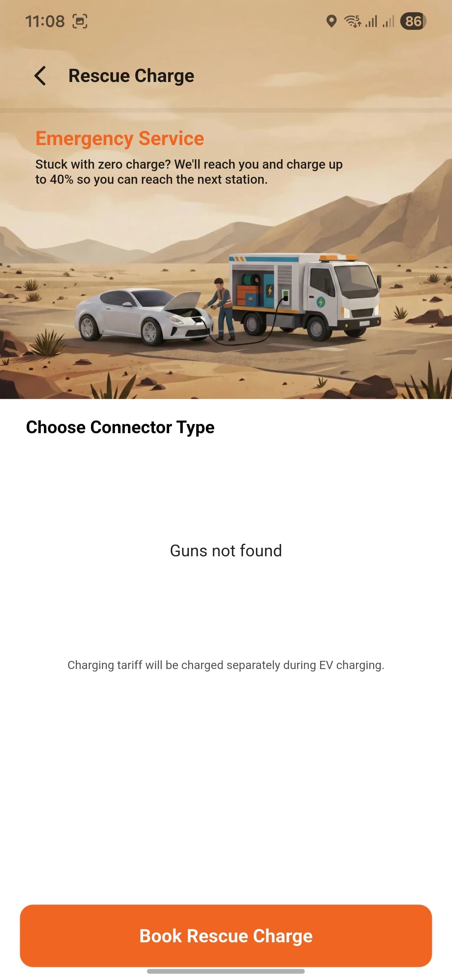Rescue charge Flash app rescue charge screen for emergency mobile charging